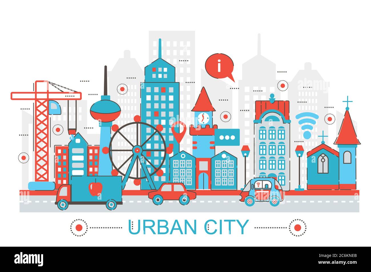 Modern Flat thin Line design Urban city concept for web banner website ...