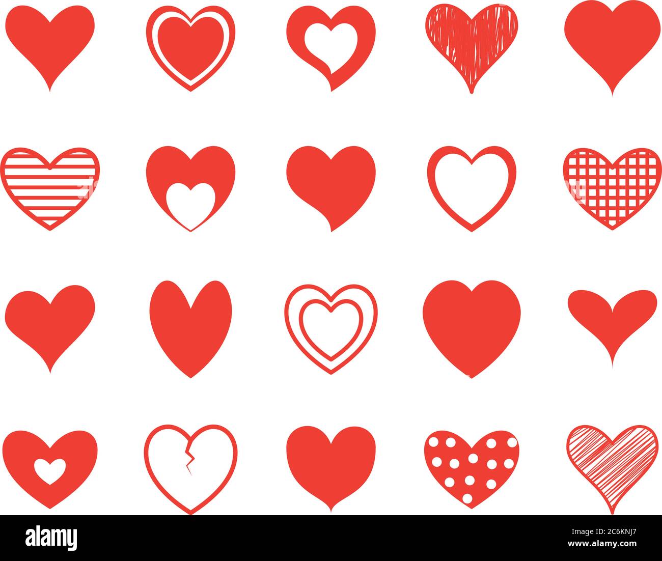 Hearts flat style icon set design of love passion and romantic theme ...