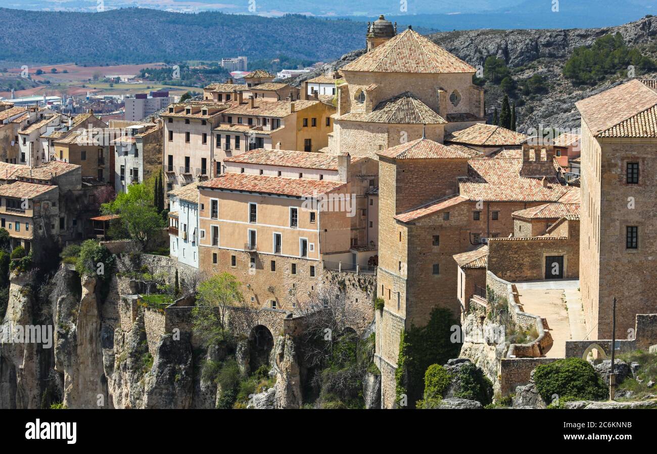 Cuenca is a city east-central Spain. It is famous for its 'casas colgadas' hanging houses perched on the cliff edges. Stock Photo