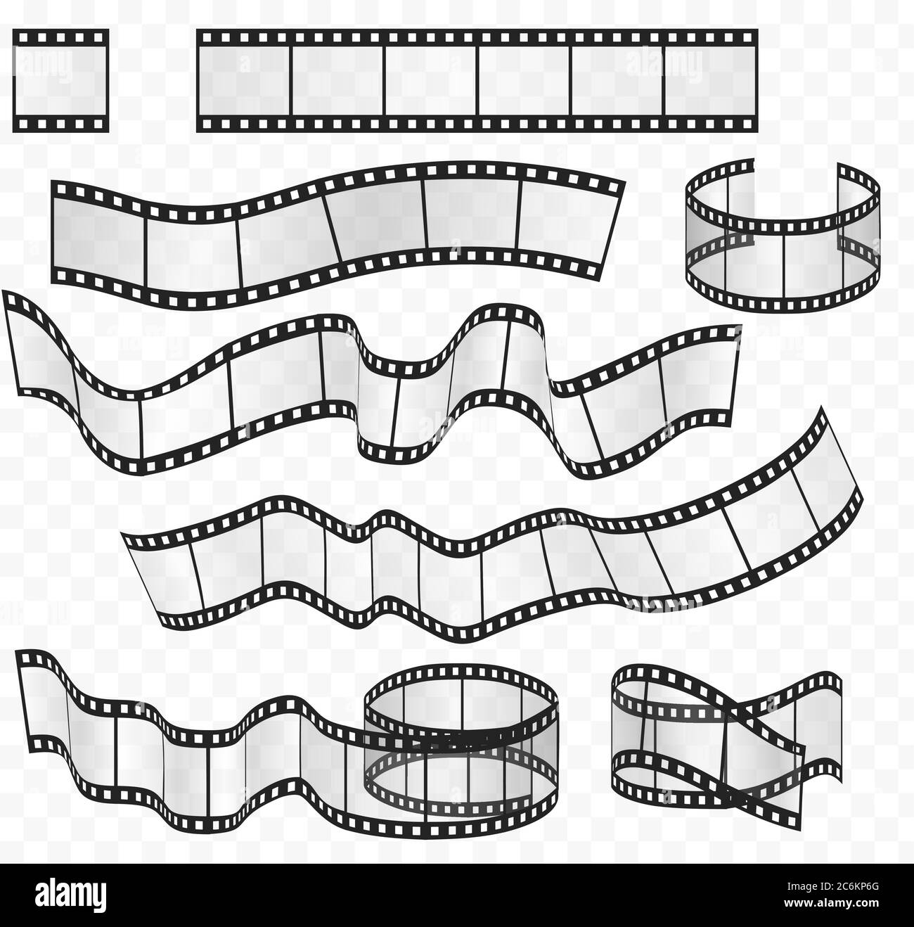 Vector media film strips roll set. Negative and strip film 35mm Stock Vector
