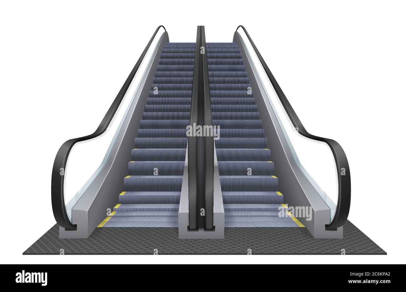 Double realistic vector escalator isolated on the white background. Up moving elevator Stock Vector