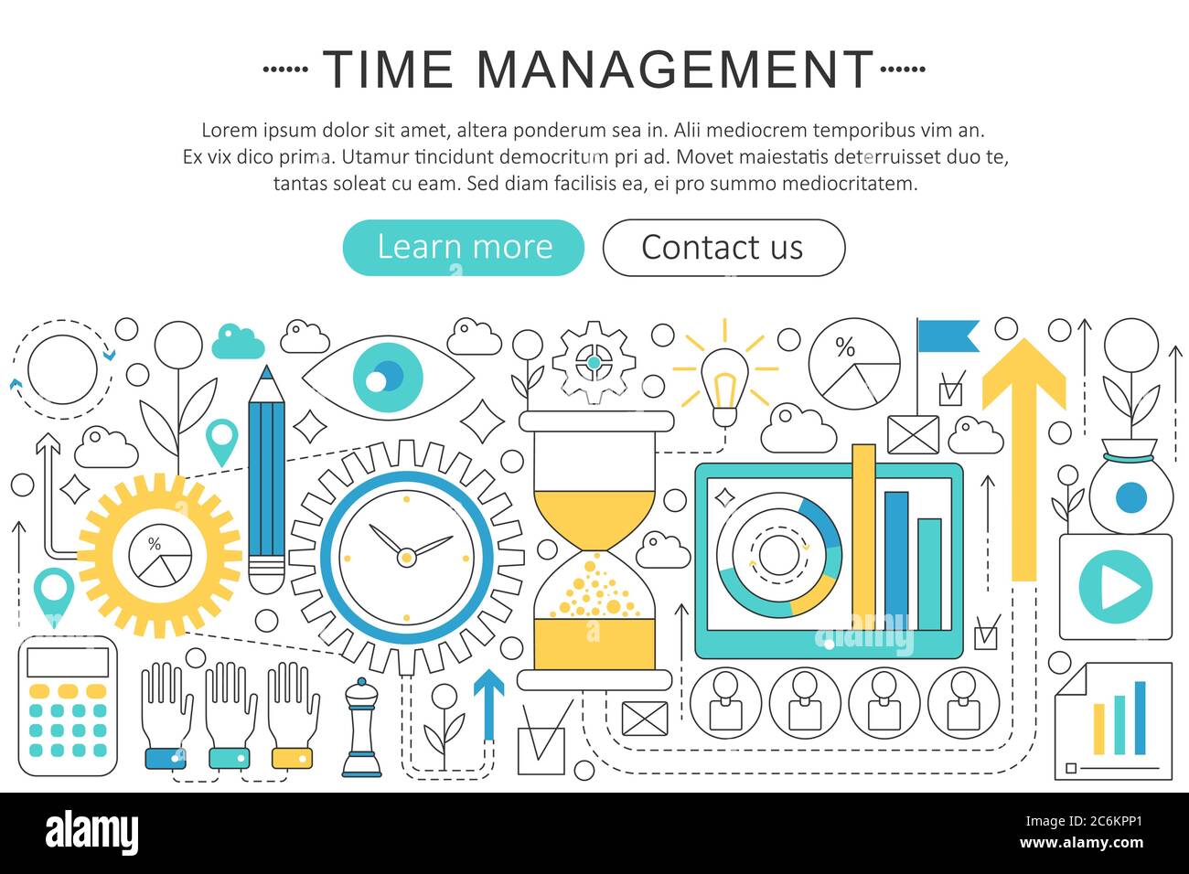 Vector elegant thin line flat design time management concept. site