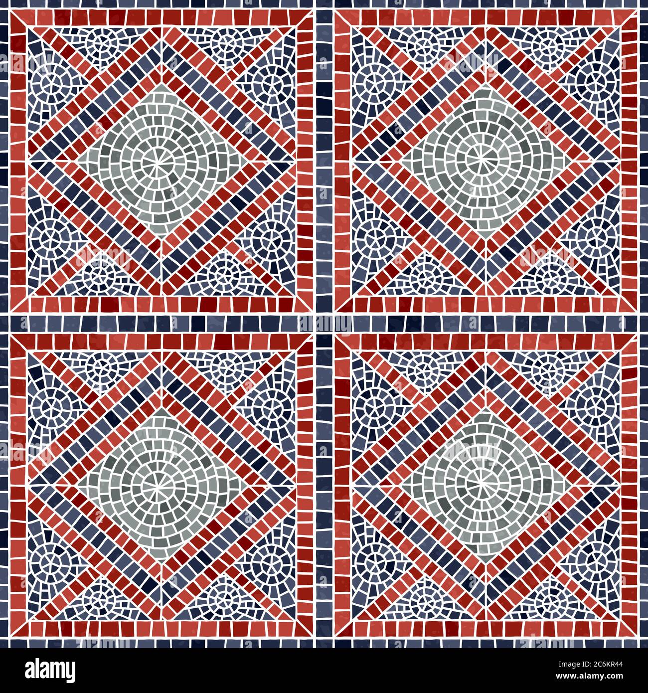 Decorative pattern with ceramic mosaic tiles, vector background Stock Vector