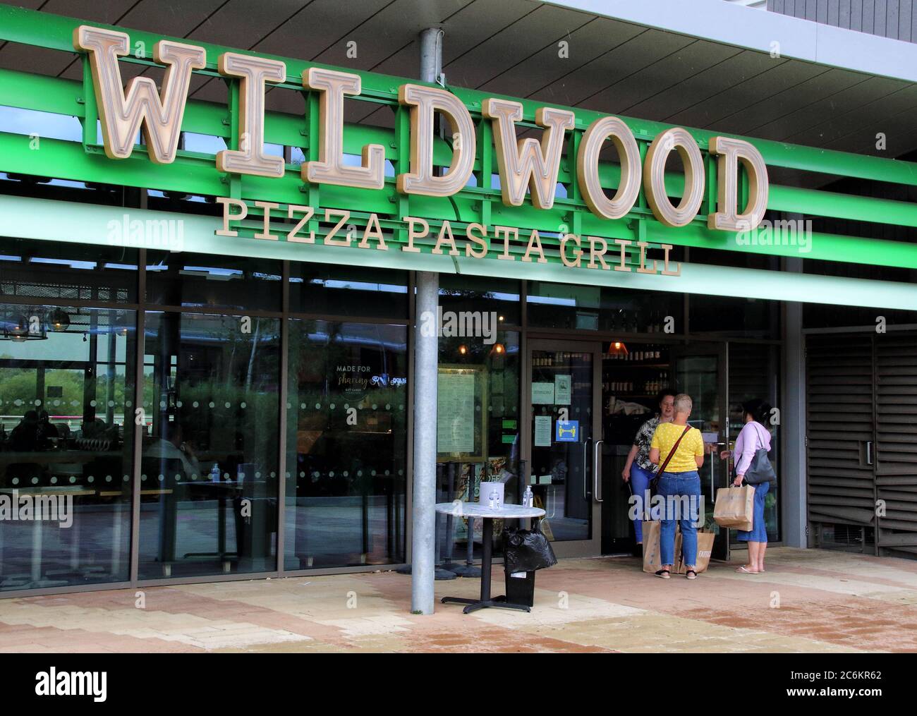 Wildwood Pizza and Pasta Grill logo seen at one of their branches Stock