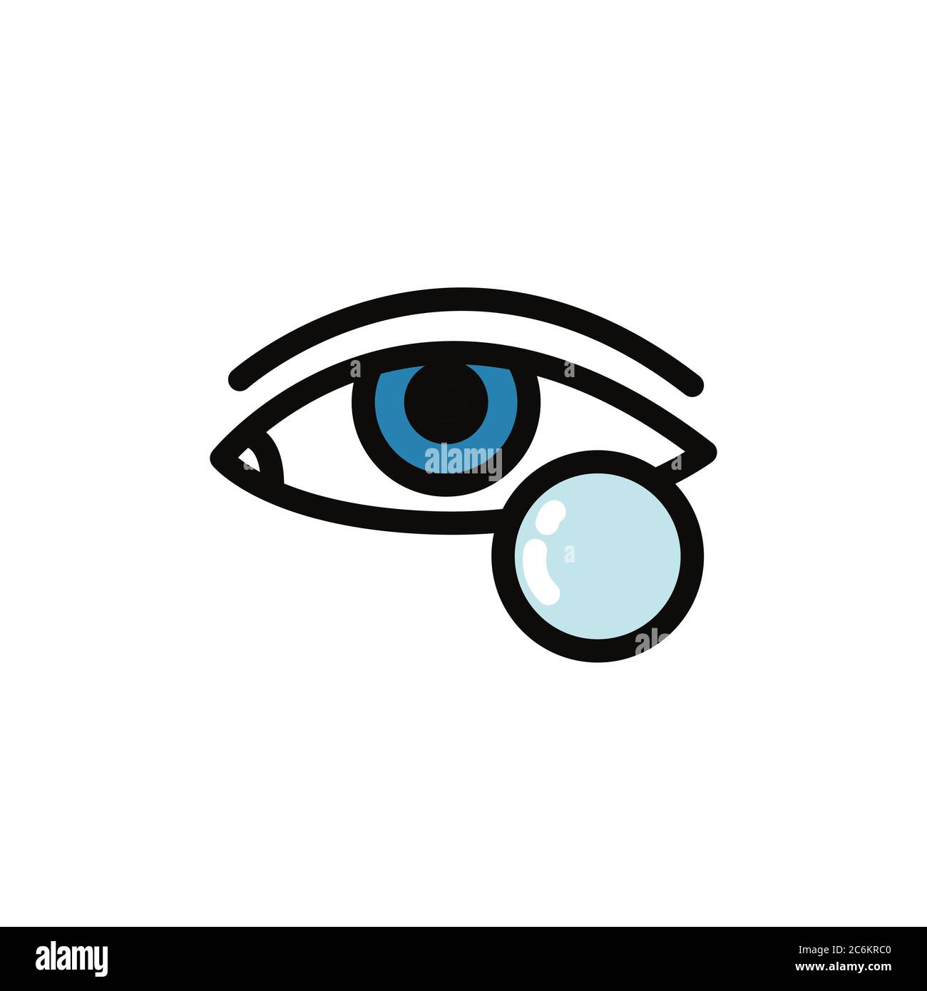 contact lenses line icon, vector color illustration Stock Vector