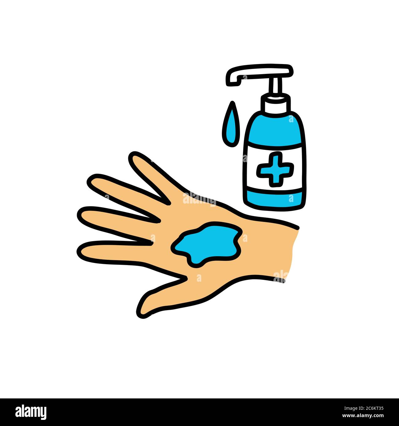 hand washing doodle icon, vector color illustration Stock Vector