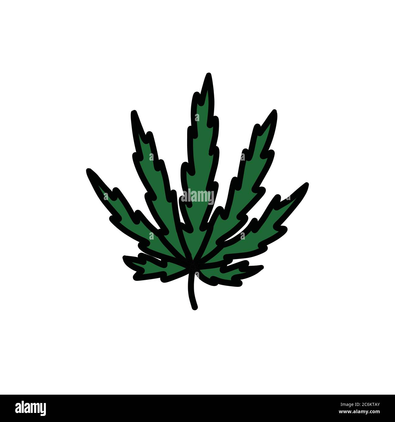 marijuana leaf doodle icon, vector color illustration Stock Vector