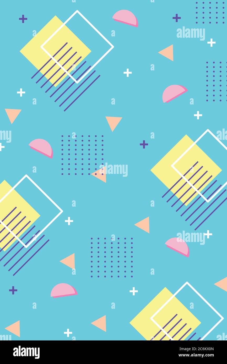 memphis 80s 90s style abstract graphic geometric elements background ...