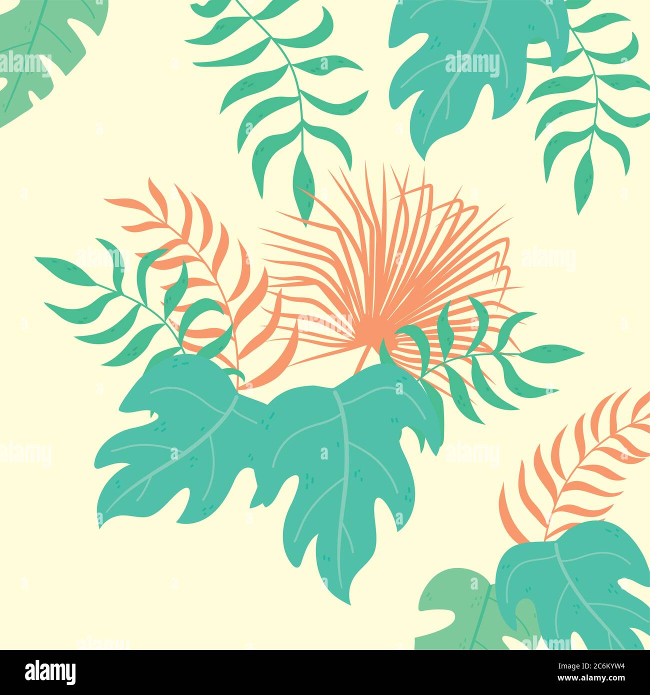 tropical leaves rainforest green palm tree and monstera vector ...