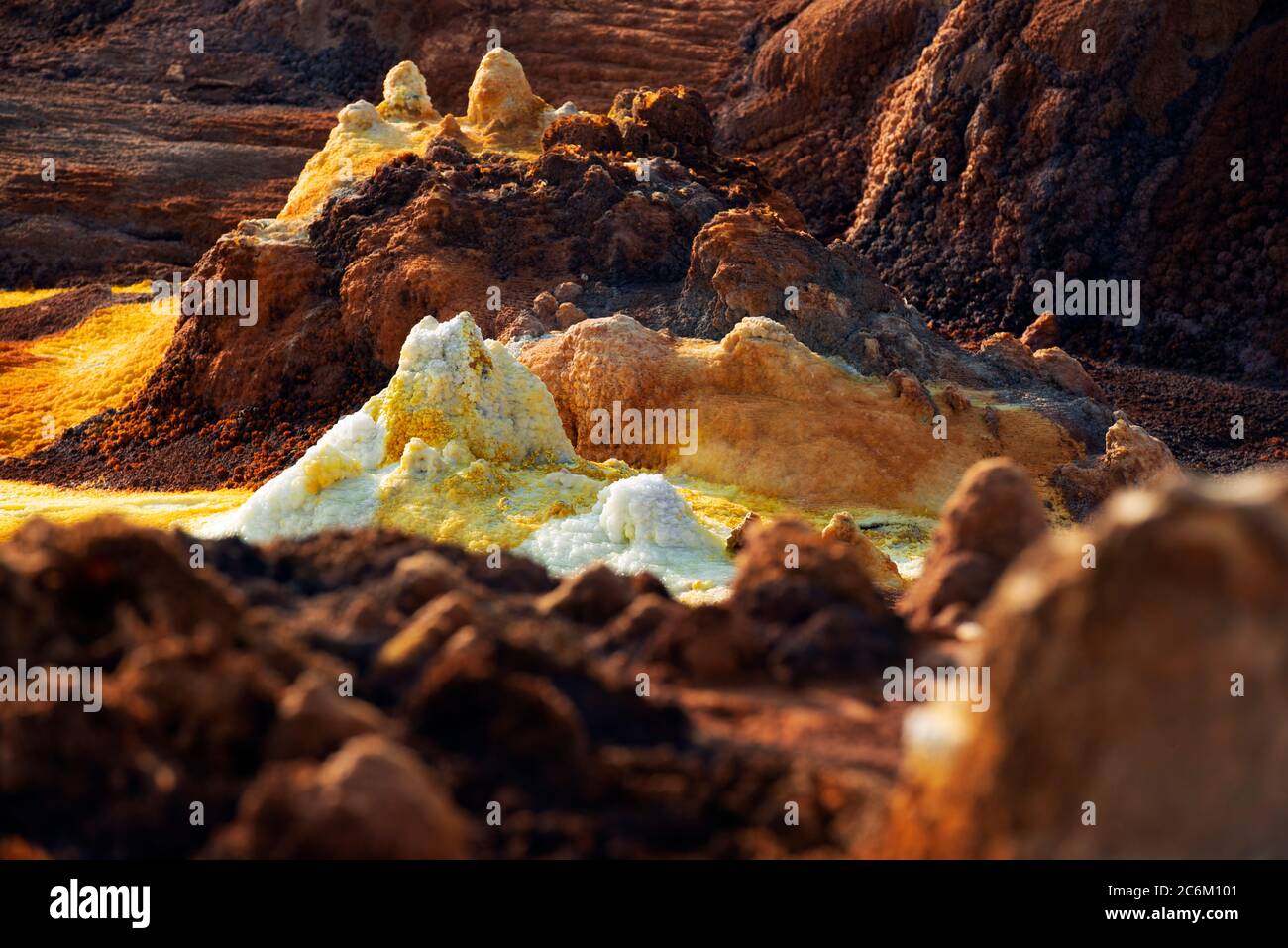 The surreal, otherworldly landscape of hot sulphur springs in Dallol