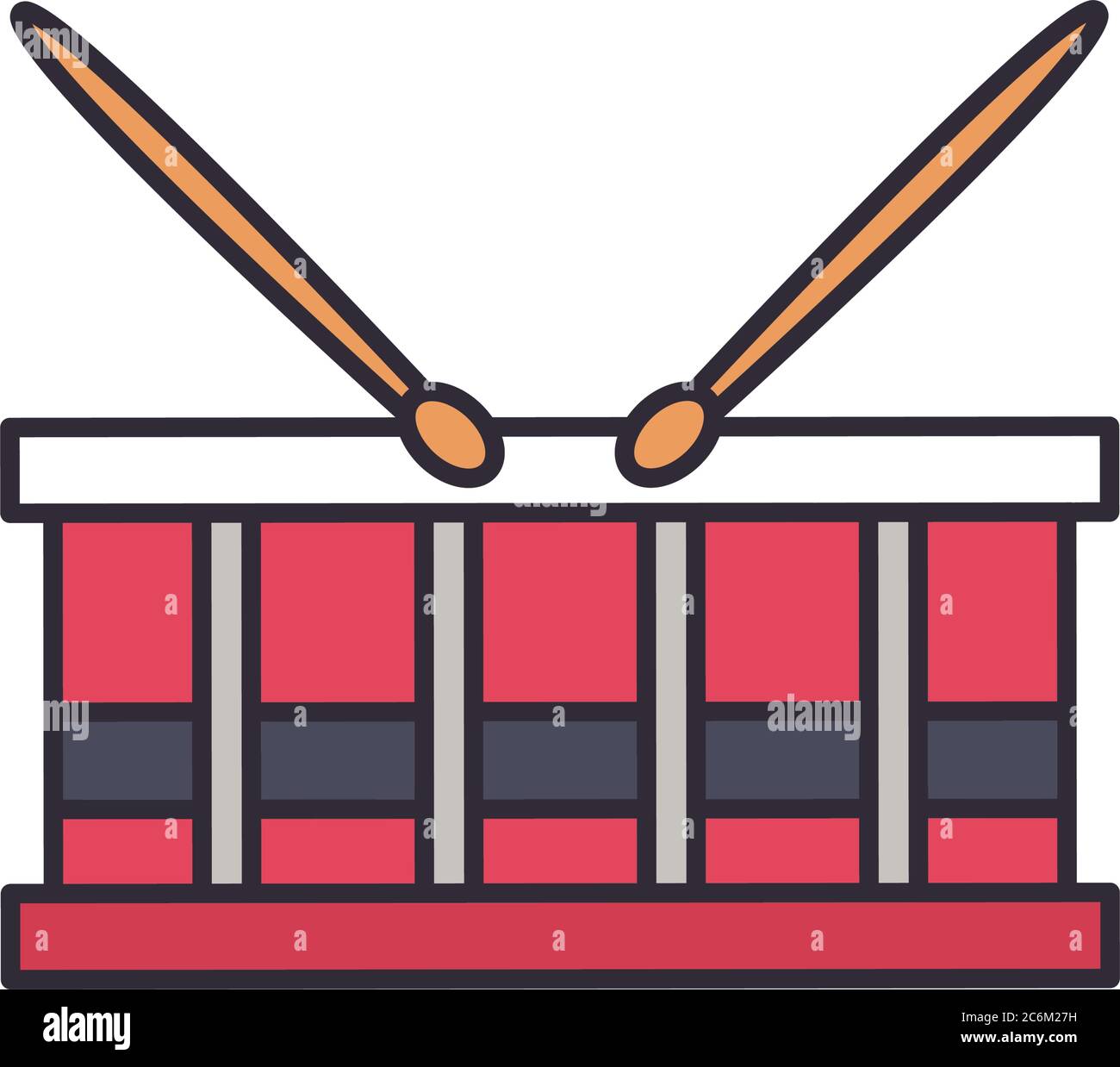 drum instrument line and fill style icon design, Music sound melody ...