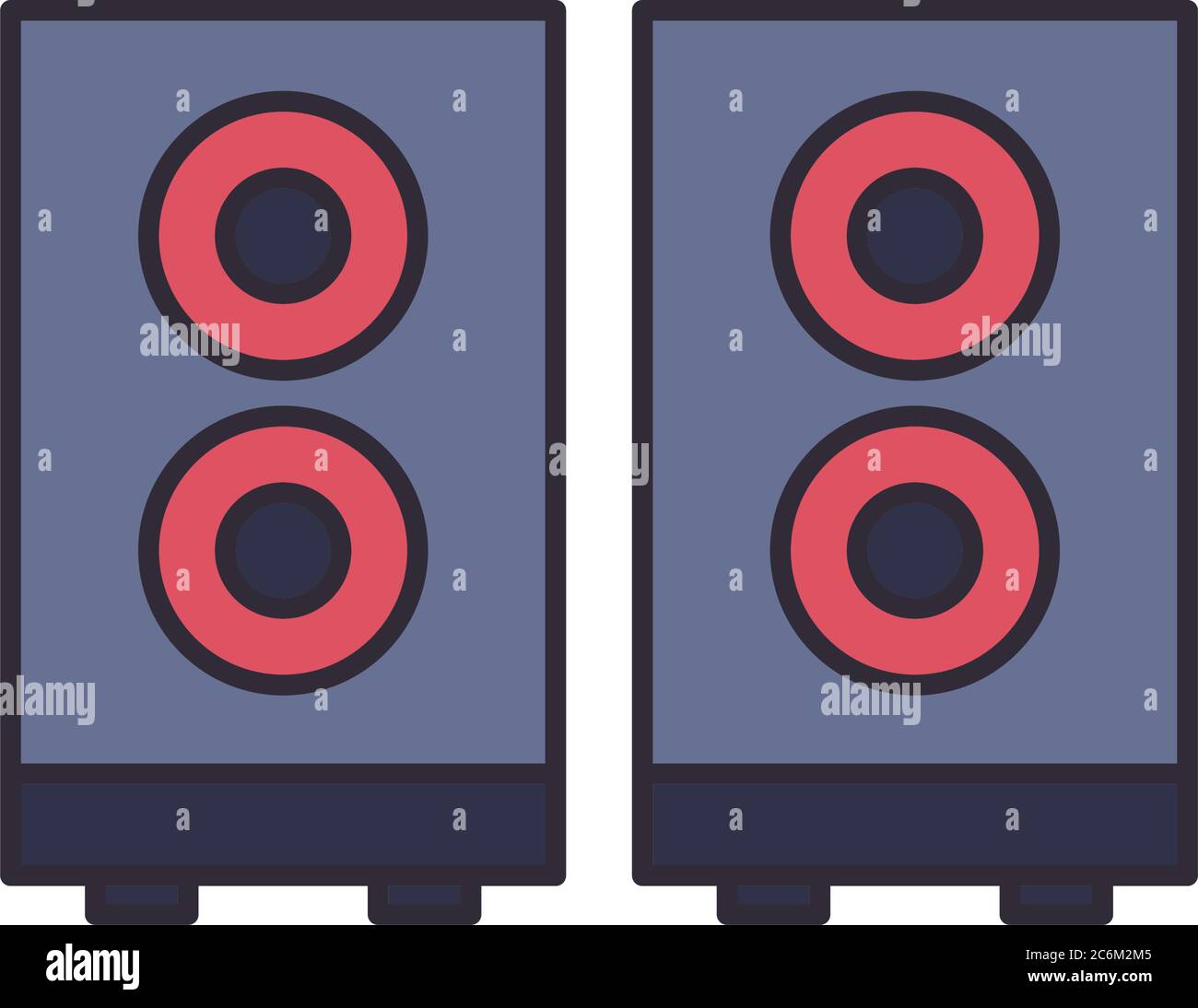 speakers line and fill style icon design, Music sound melody song musical art and composition