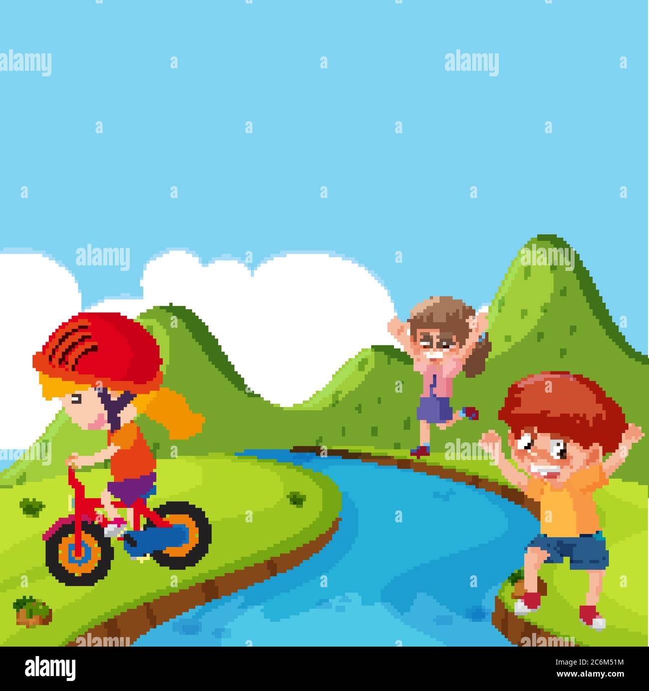 Scene with many kids playing in the park illustration Stock Vector ...