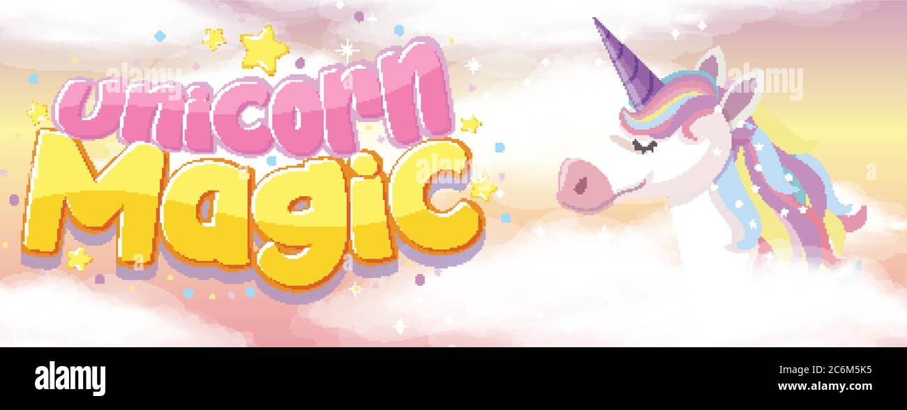 Cute unicorn on sky illustration Stock Vector Image & Art - Alamy