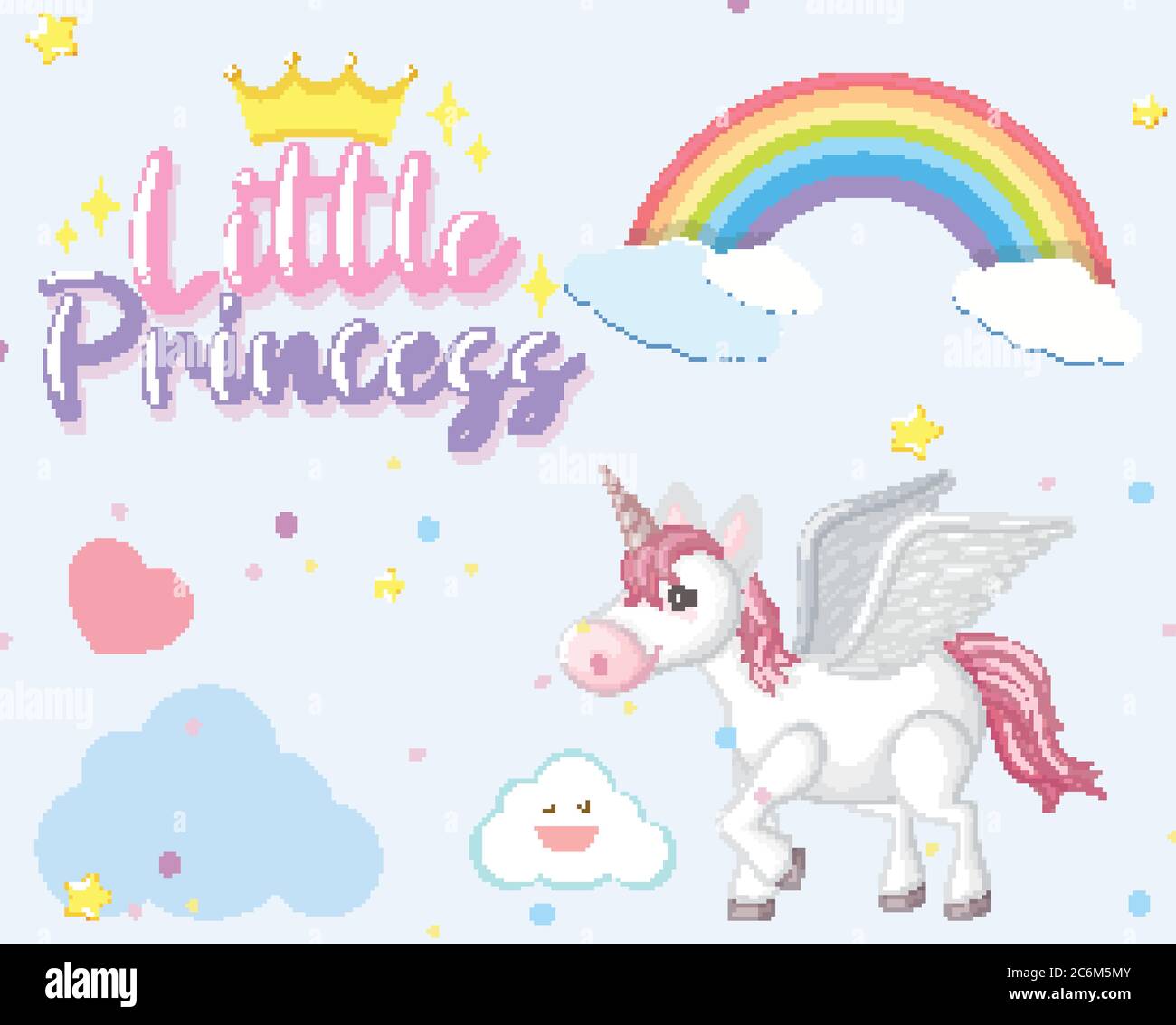 Cute unicorn on the sky background illustration Stock Vector Image ...
