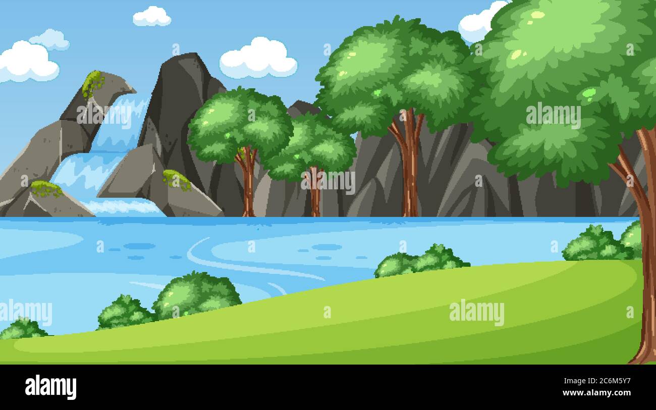 Background scene with many trees in the park illustration Stock Vector ...