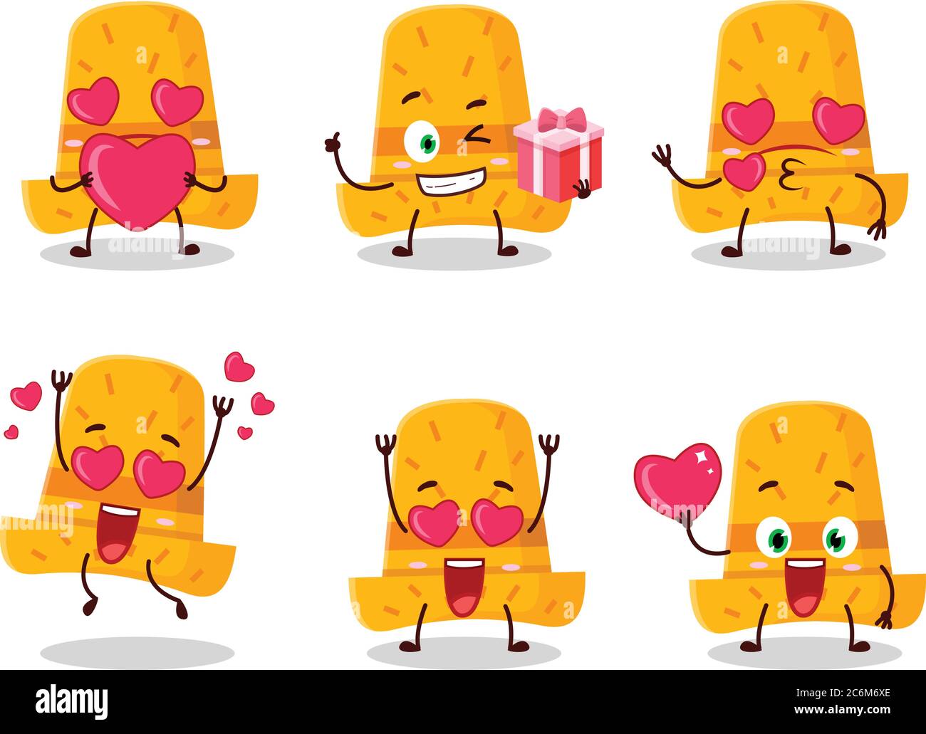 Straw hat cartoon character with love cute emoticon Stock Vector Image