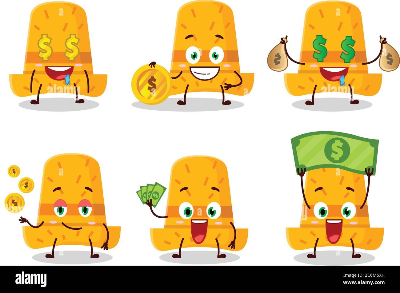 Straw hat cartoon character with cute emoticon bring money Stock Vector