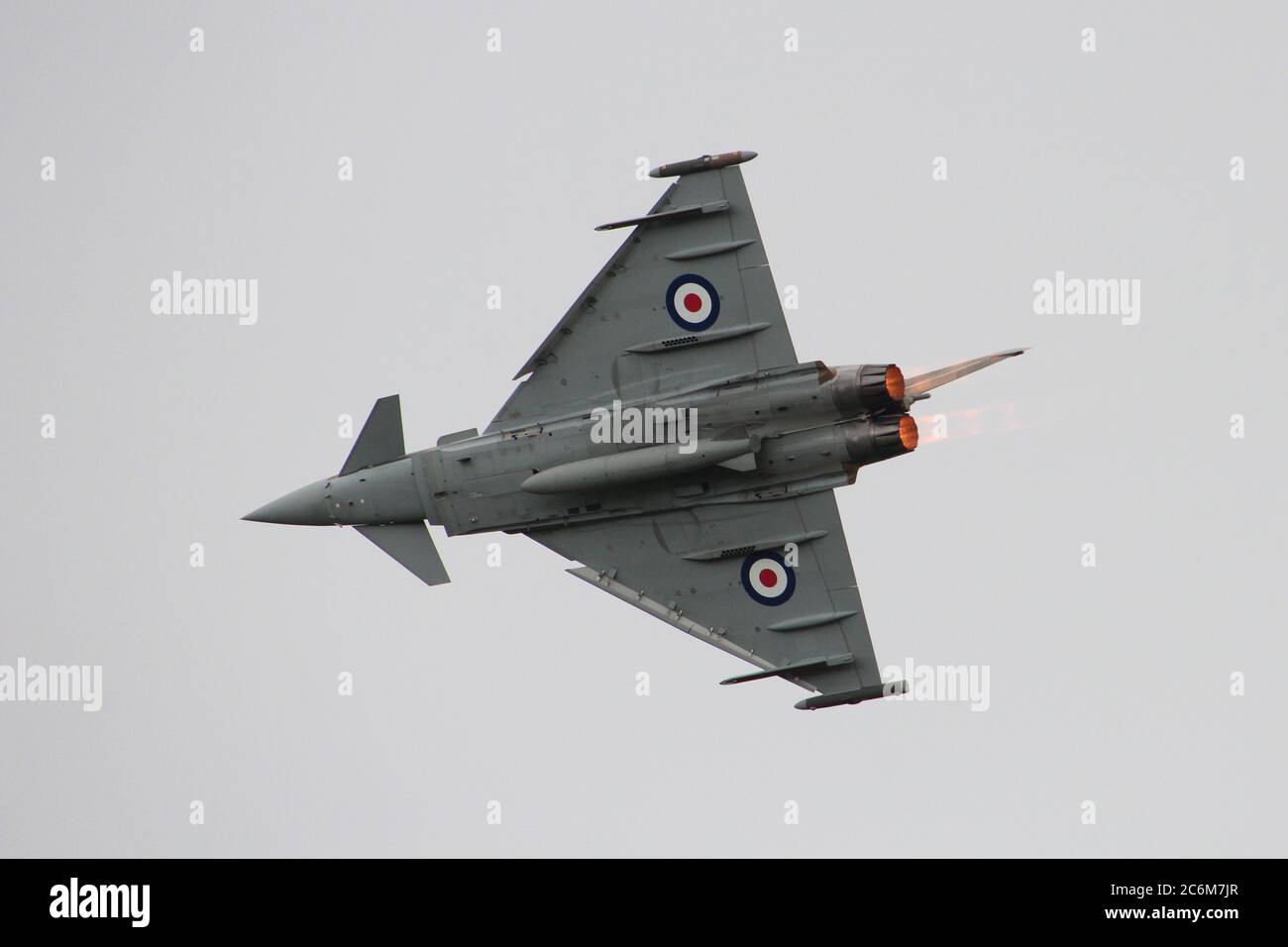 ZK349, a Eurofighter Typhoon FGR4 operated by the Royal Air Force, during its display at Scotland's National Airshow at East Fortune in 2015. Stock Photo
