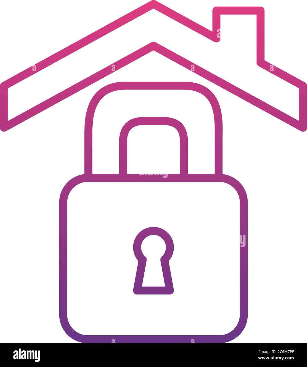 padlock and house roof icon over white background, gradient style ...