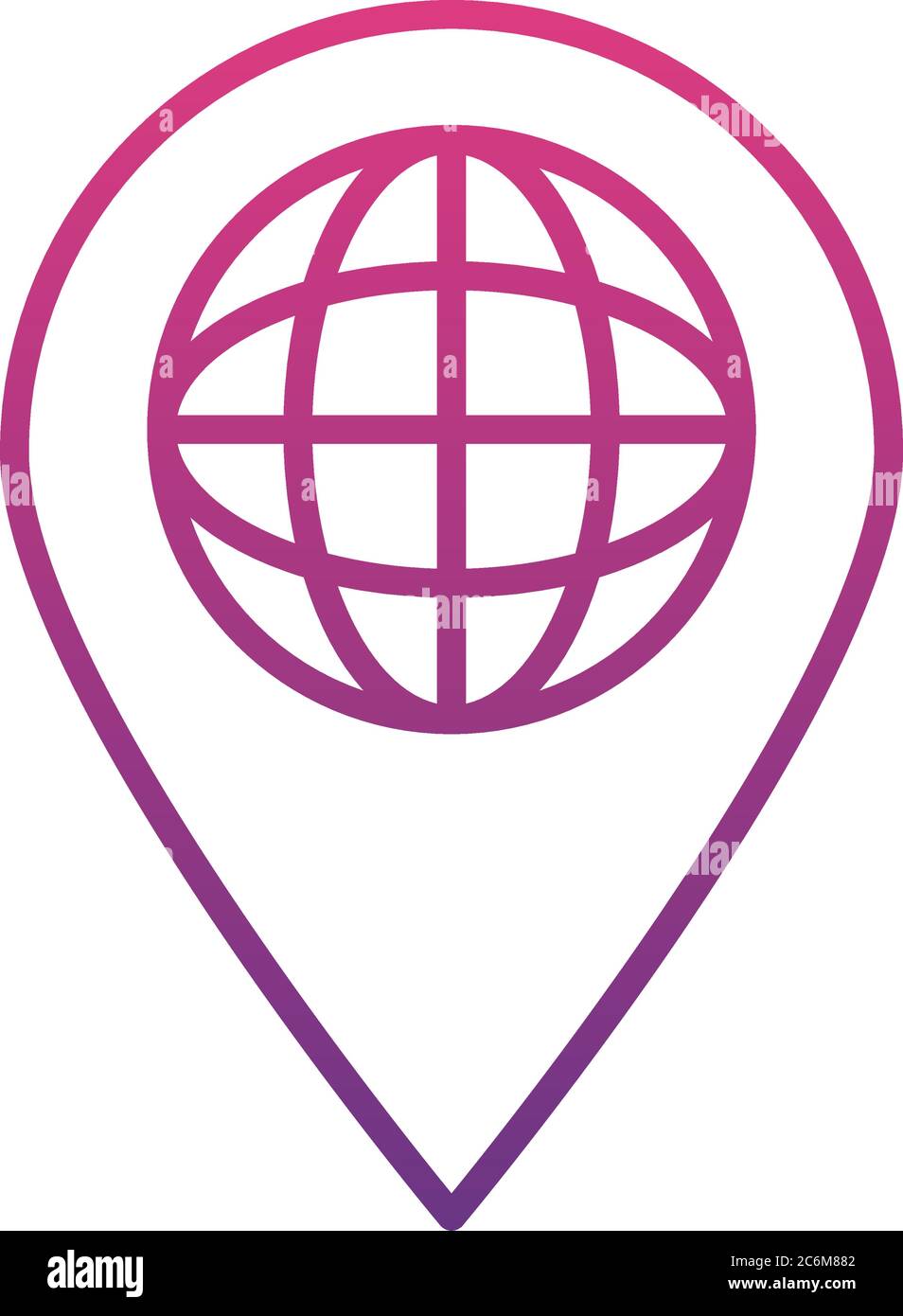 location pin with global sphere icon over white background, gradient ...