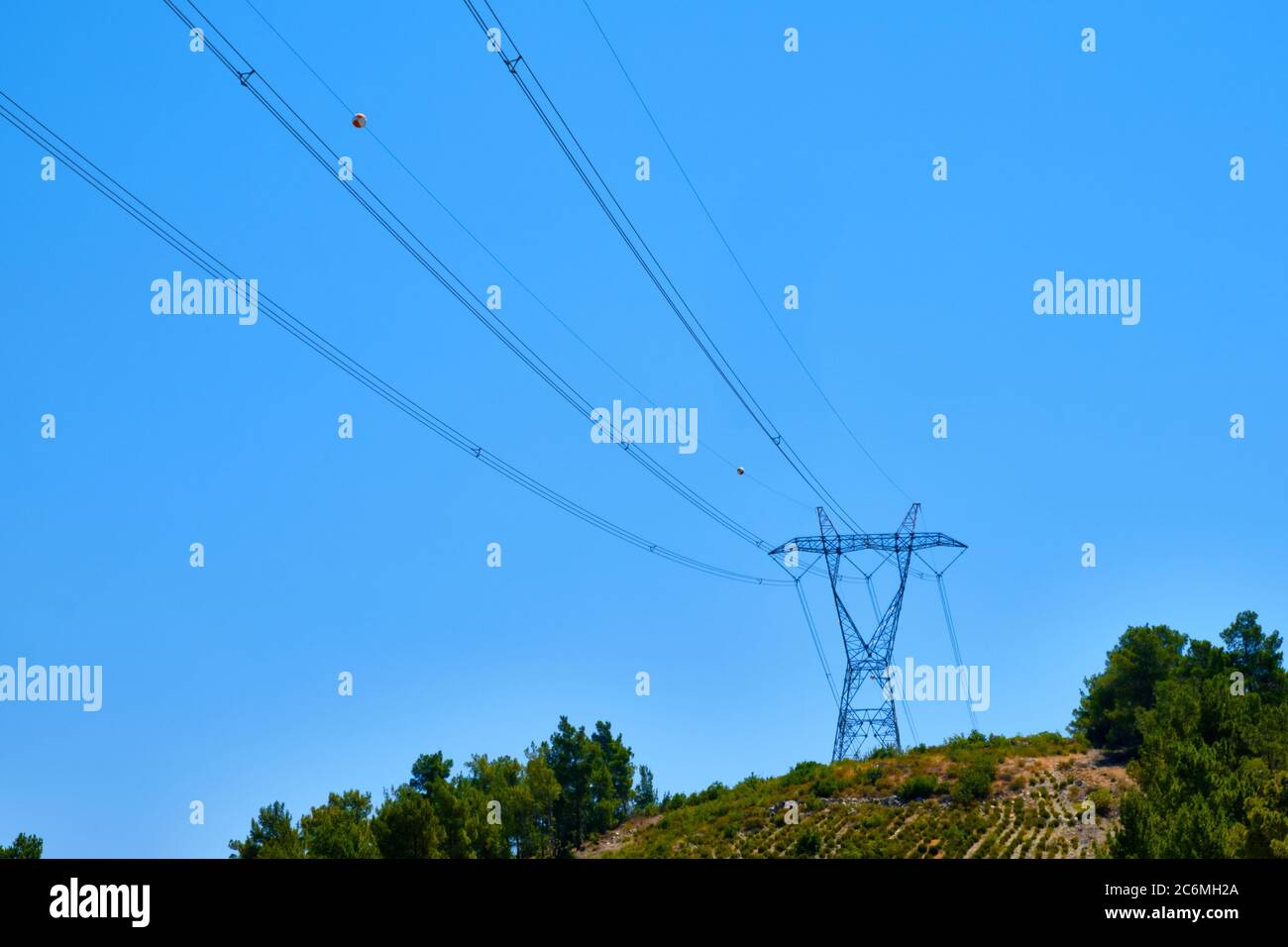 power line pylon with high voltage wires Stock Photo - Alamy