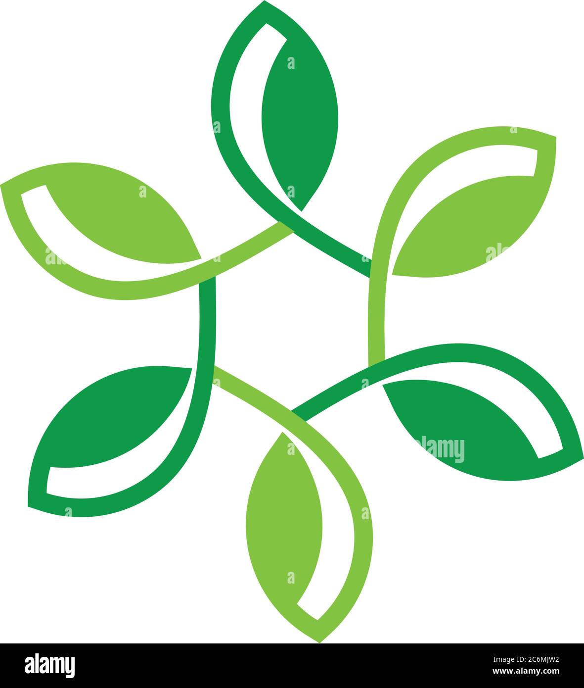 Abstract spiral leaf with hexagonal shape inside Stock Vector