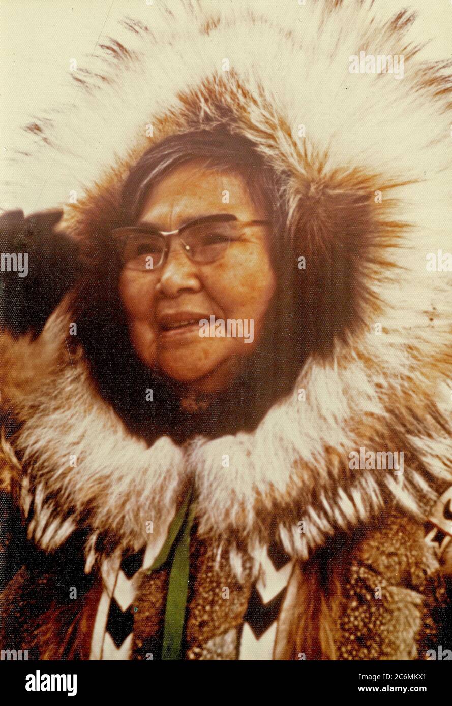 Early 1970s - Eskimo woman with tour group organization in Kotzebue ...