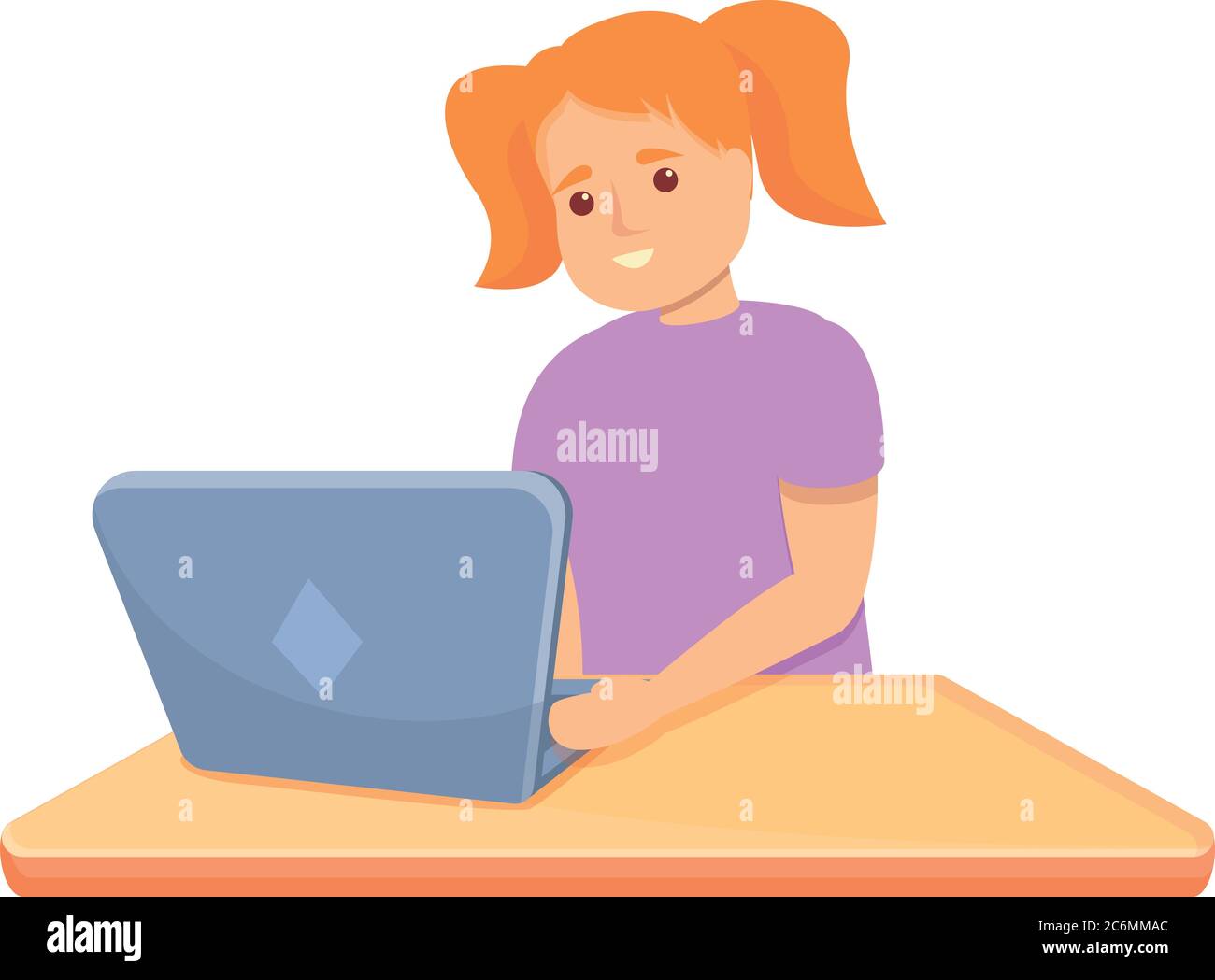Smiling girl programming icon. Cartoon of smiling girl programming ...