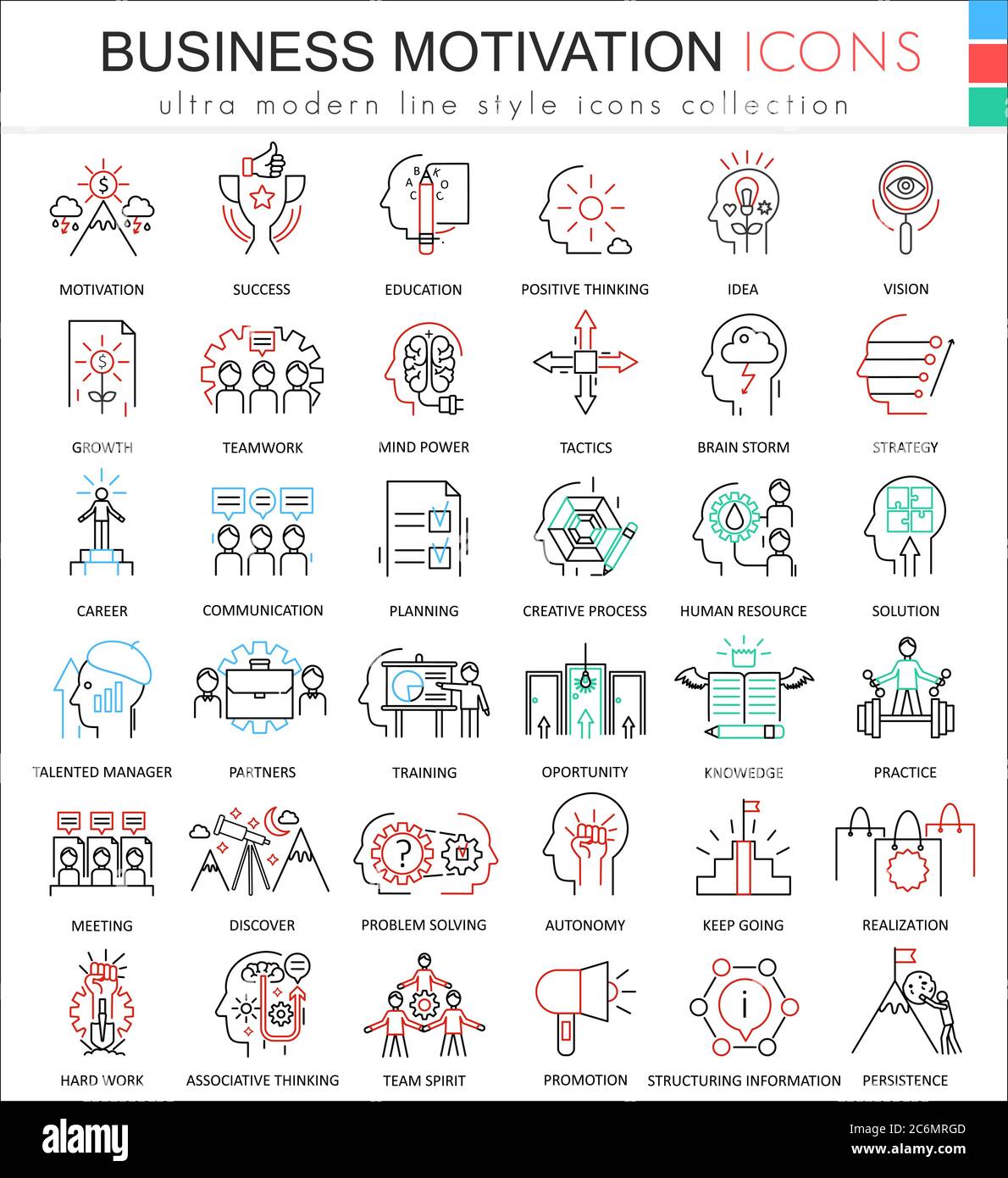 Vector Business motivation and discipline ultra modern color outline ...