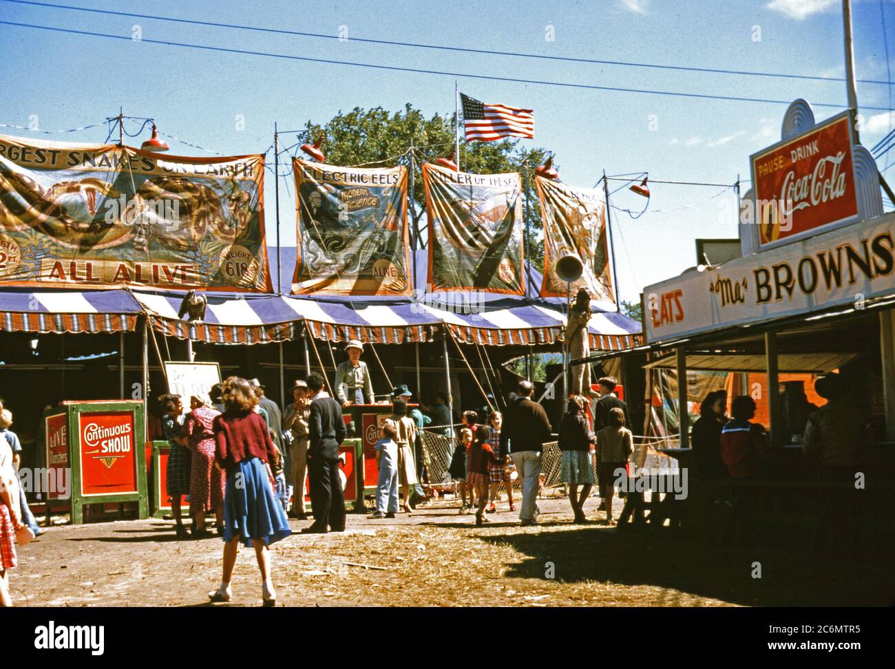 Barker at the grounds of the Vermont state fair, Rutland, VT September