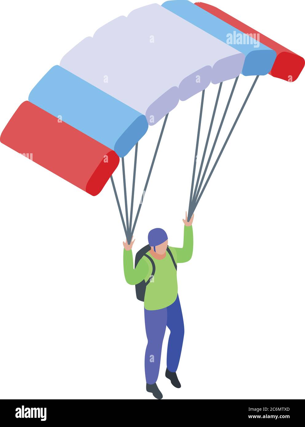 Jump parachuter icon, isometric style Stock Vector