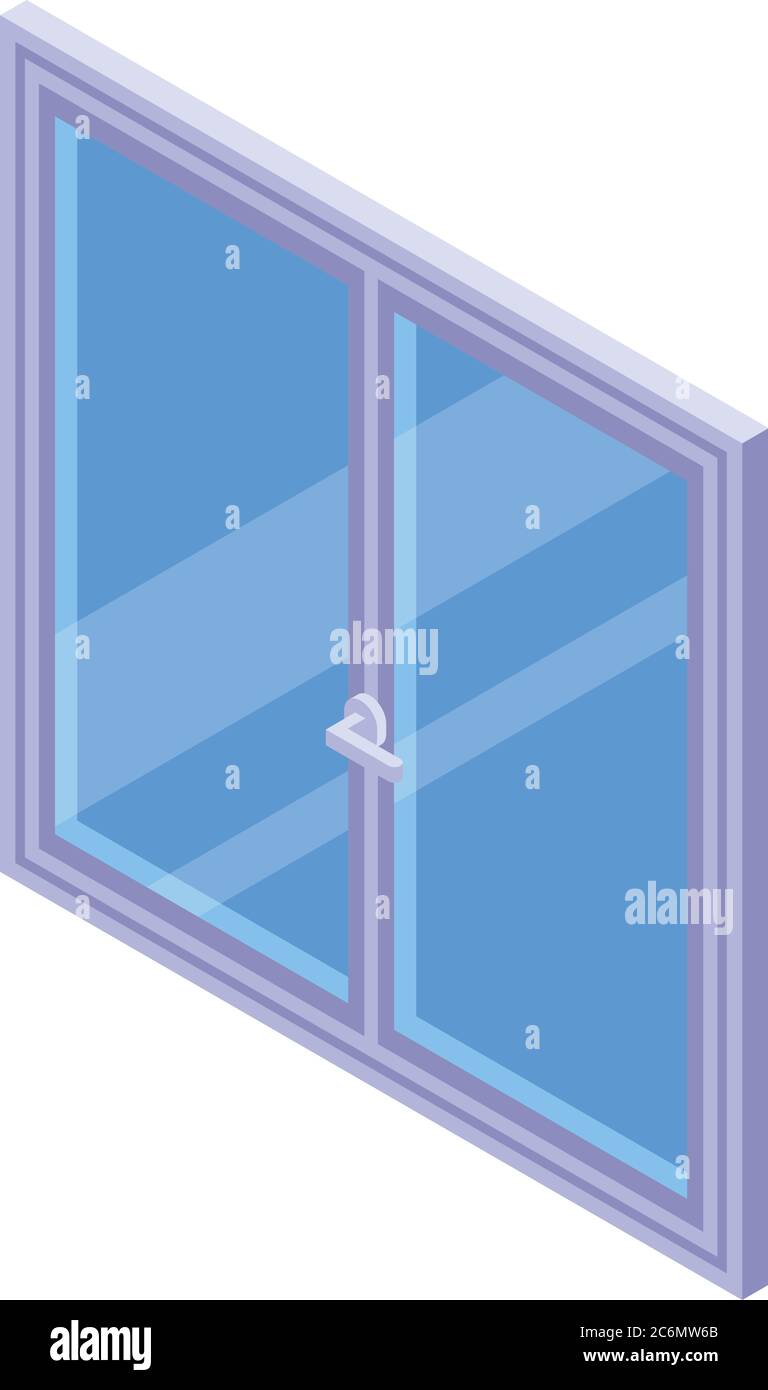 Soundproofing modern window icon, isometric style Stock Vector