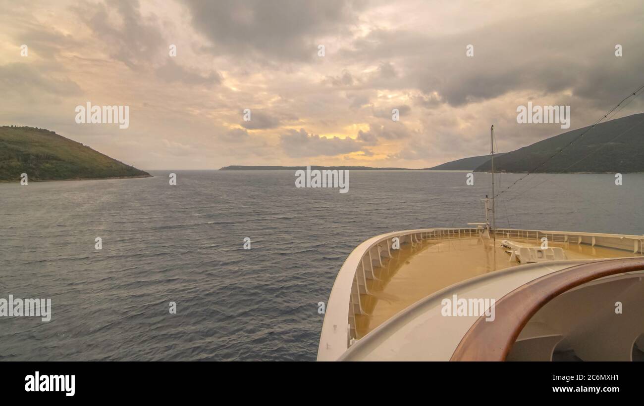 Sailing on a cruise ship. View from the bow to the sea Stock Photo - Alamy