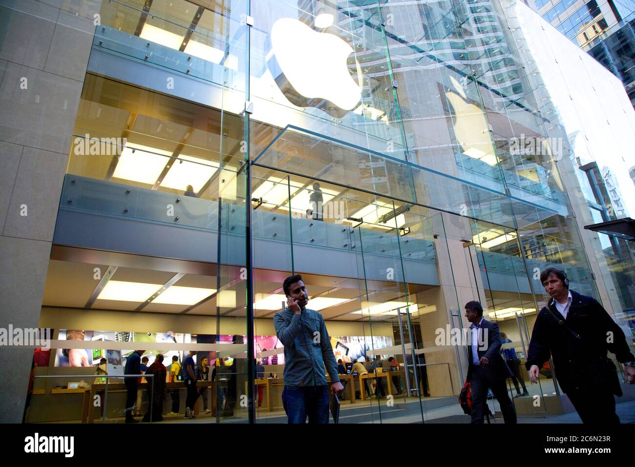 The flagship Apple store on George Street, Sydney on the evening of ...