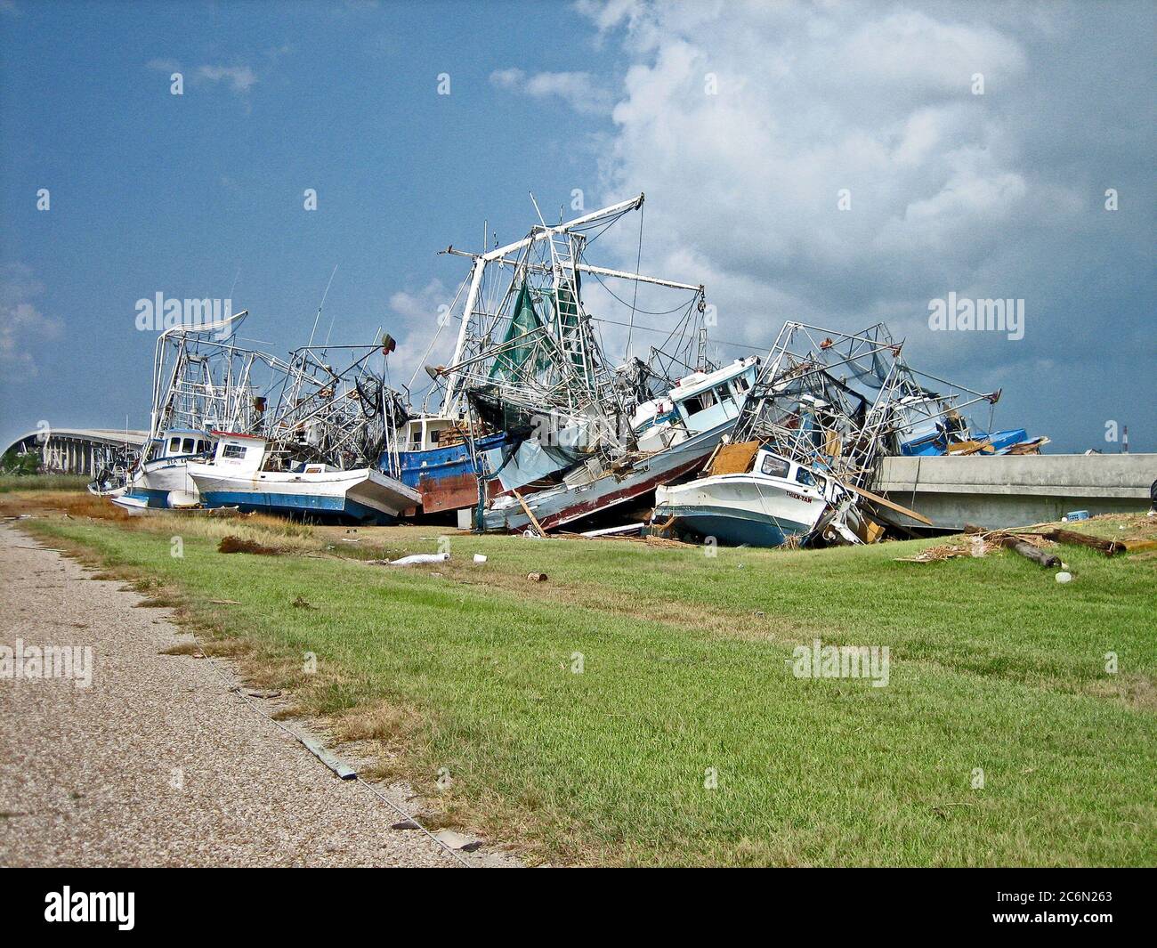 Hurricane Katrina Aftermath Displaced Boats Empire, Louisiana Stock