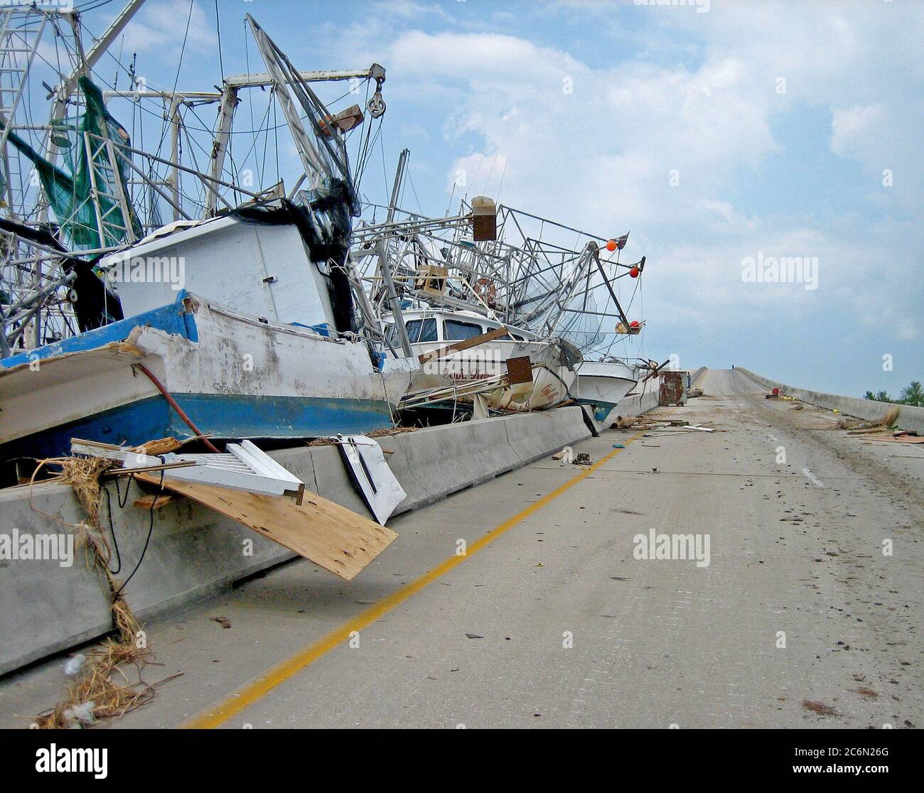 Hurricane Katrina Aftermath Displaced Boats Empire, Louisiana Stock