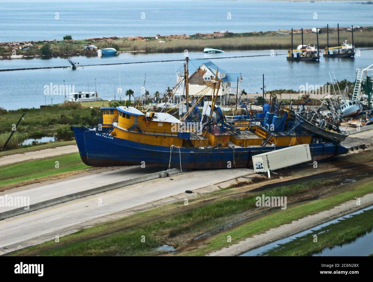 Hurricane Katrina Aftermath Displaced Boats Empire, Louisiana Stock