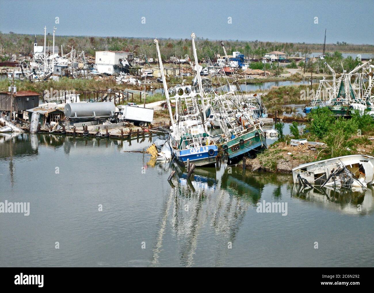 Hurricane Katrina Aftermath Displaced Boats Empire, Louisiana Stock