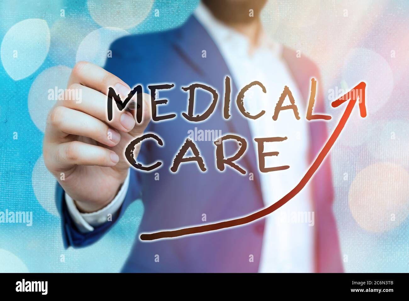 Conceptual hand writing showing Medical Care. Concept meaning the professional attention of