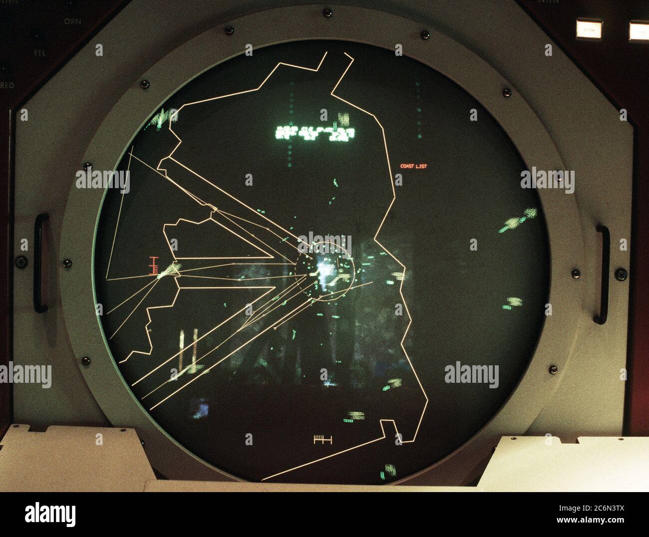 A view of East Germany on a radar screen inside the Berlin Air Route