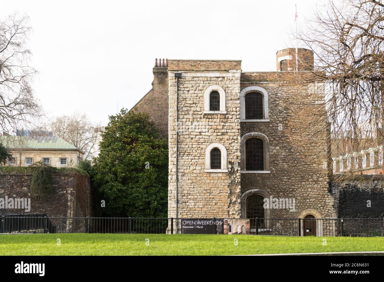 The Jewel Tower outside the Houses of Parliament and the Palace of Westminster, Abingdon Street, London, SW1, UK Stock Photo