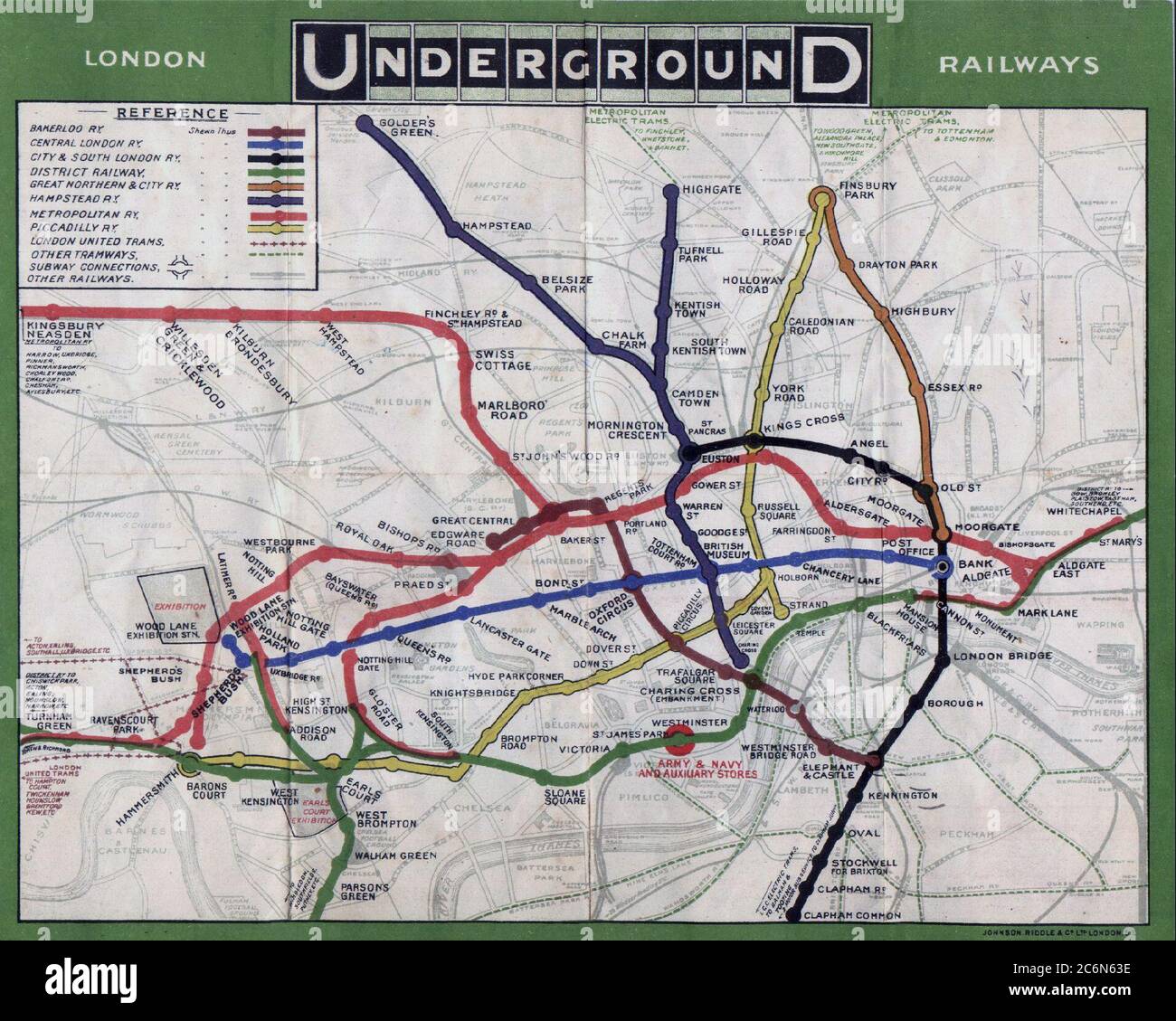 London Underground Map From 1908 Stock Photo Alamy