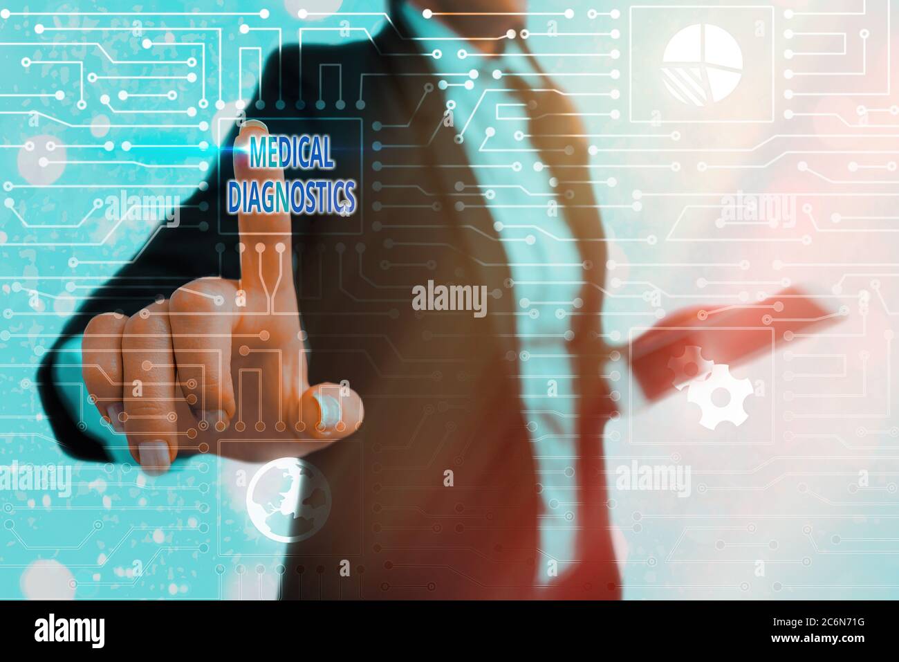 Writing note showing Medical Diagnostics. Business concept for act of