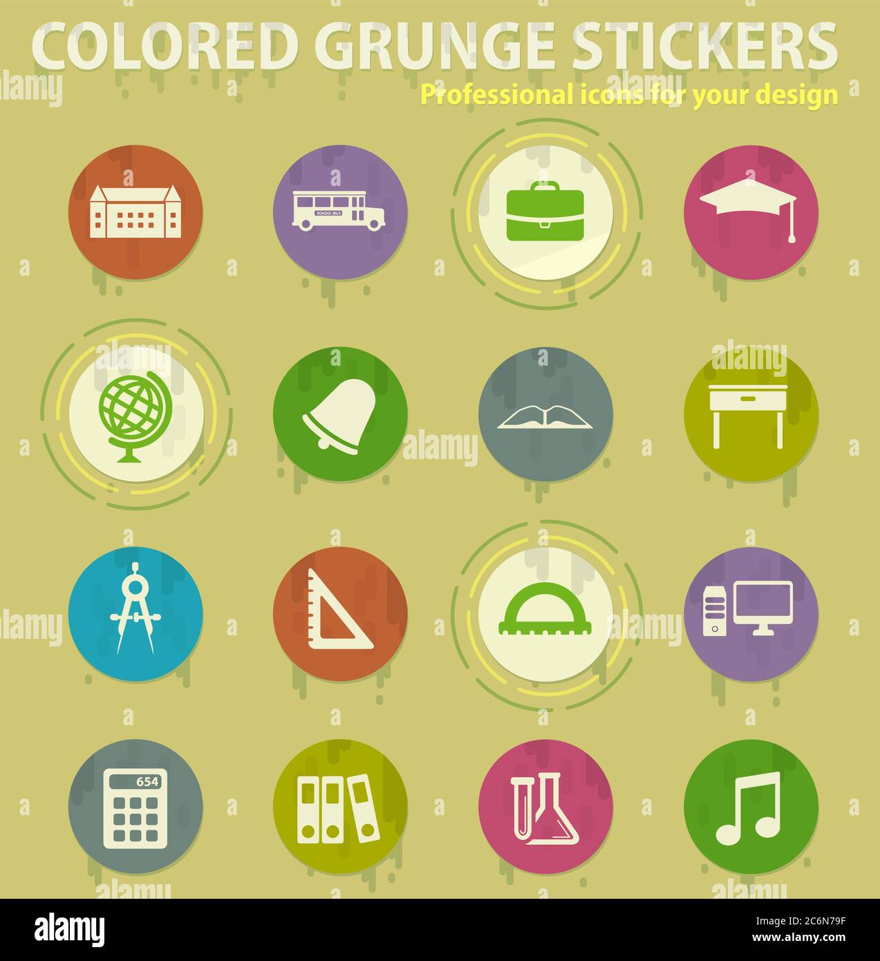 School colored grunge icons Stock Vector Image & Art - Alamy