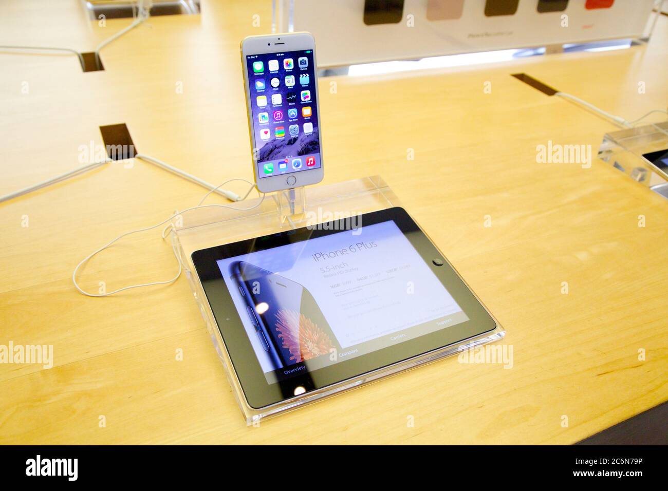 The new iPhone 6 Plus at the flagship Apple store on George Street in Sydney, Austtralia. Stock Photo