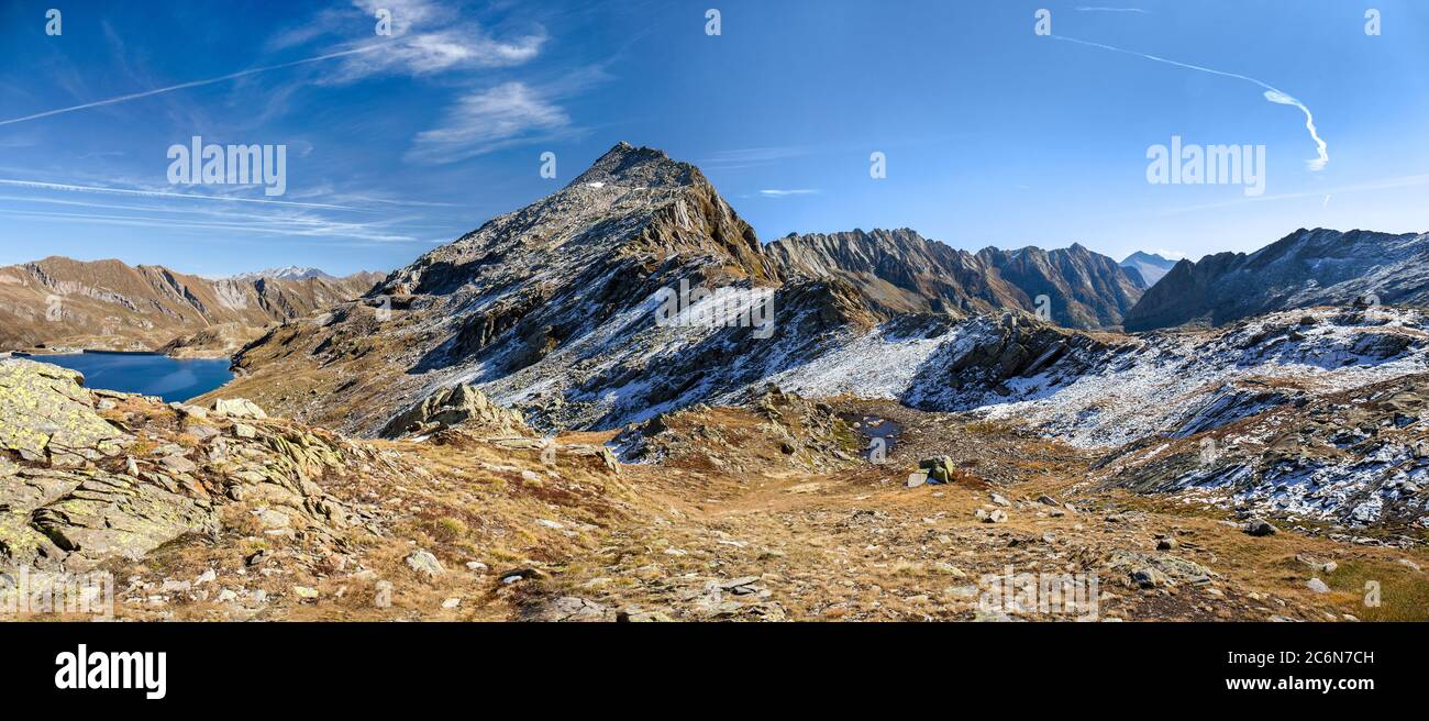Alps high mountain at Passo del Sasso Nero, Lake Nerat, Lavizzara, Switzerland Stock Photo