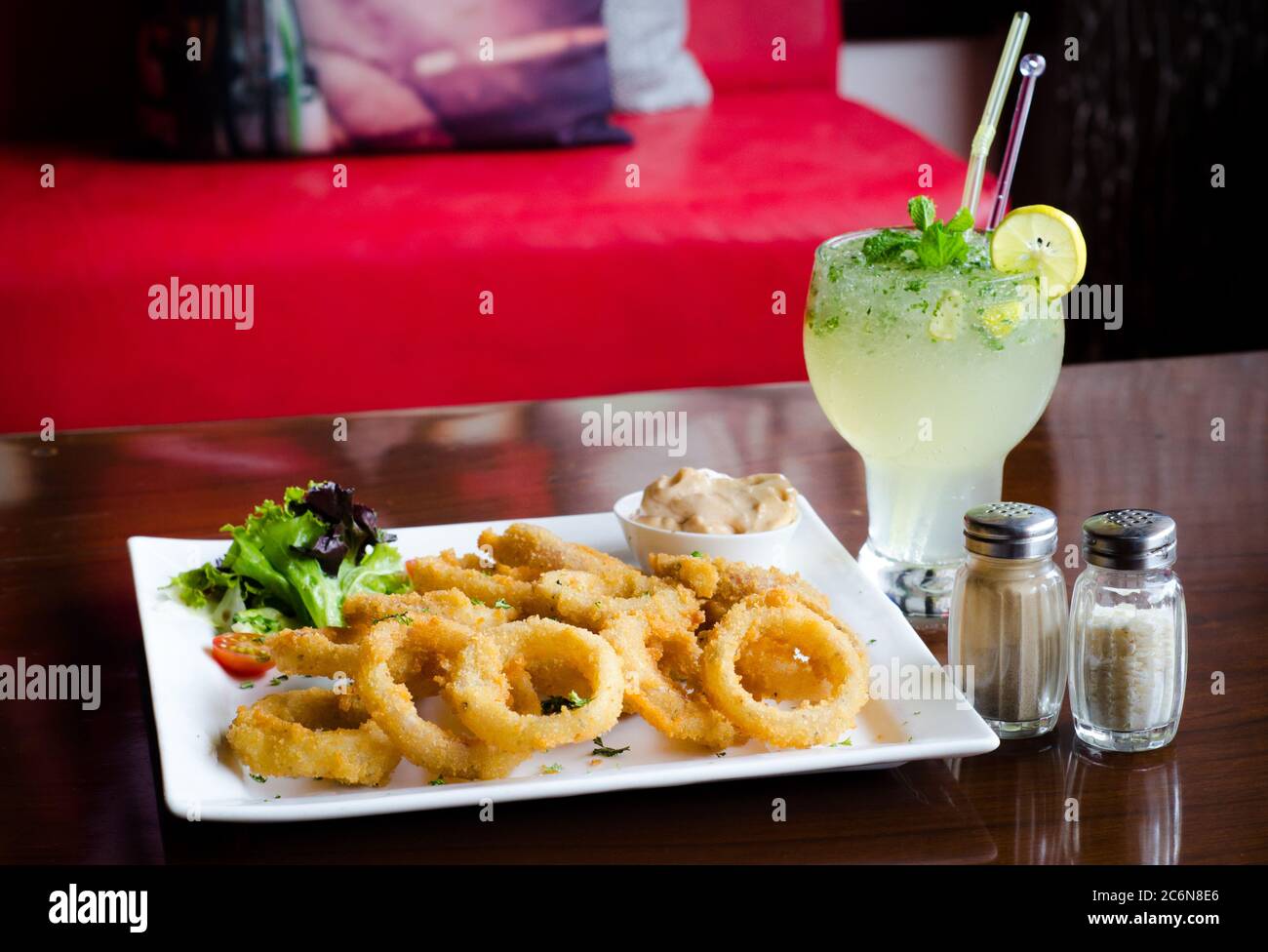Tasty Onion rings with great presentation Stock Photo