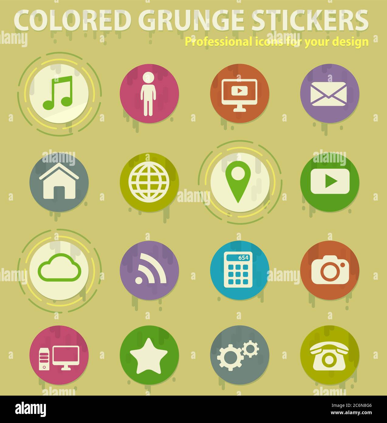 Social media colored grunge icons Stock Vector Image & Art - Alamy