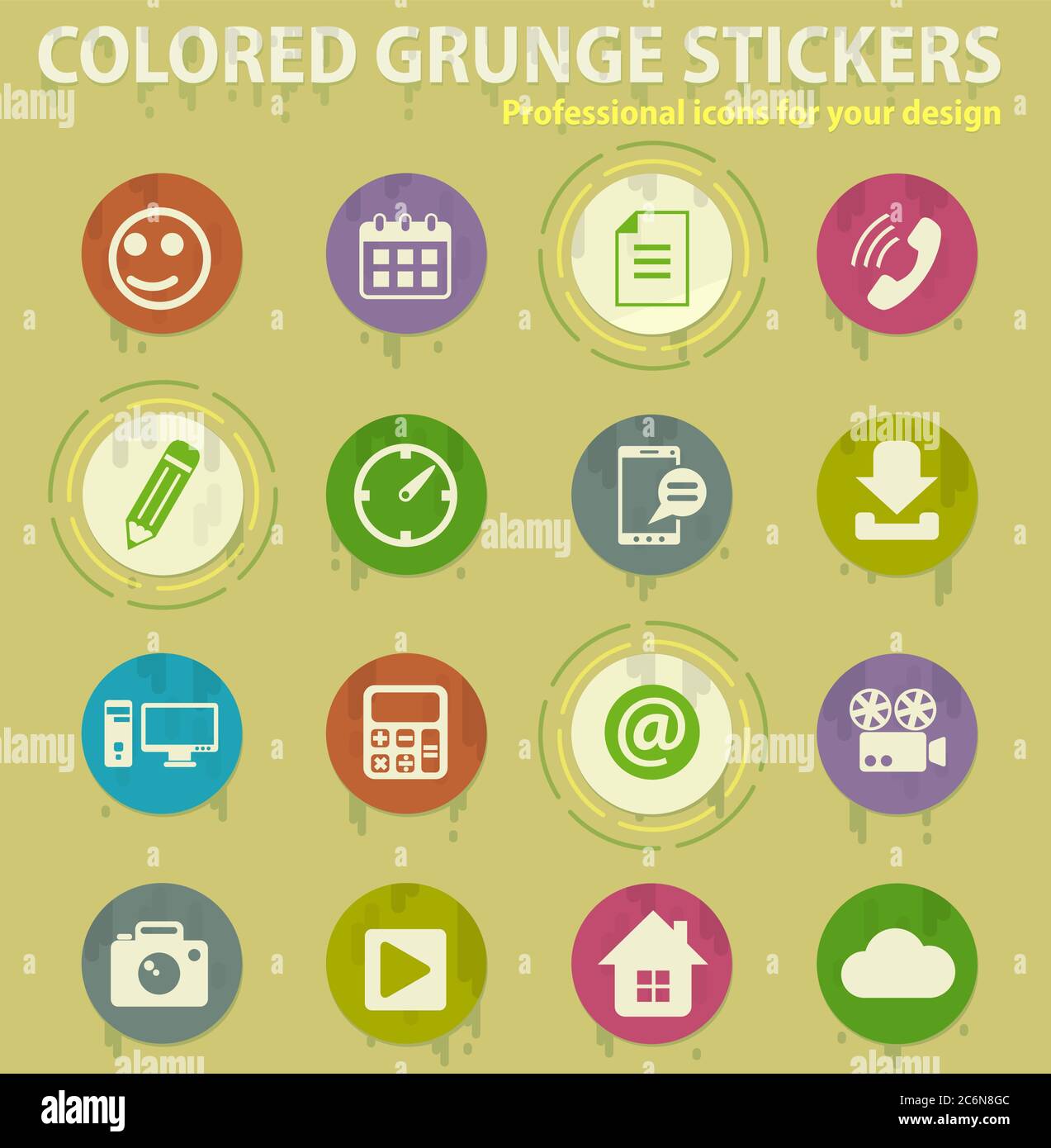 social media colored grunge icons Stock Vector Image & Art - Alamy